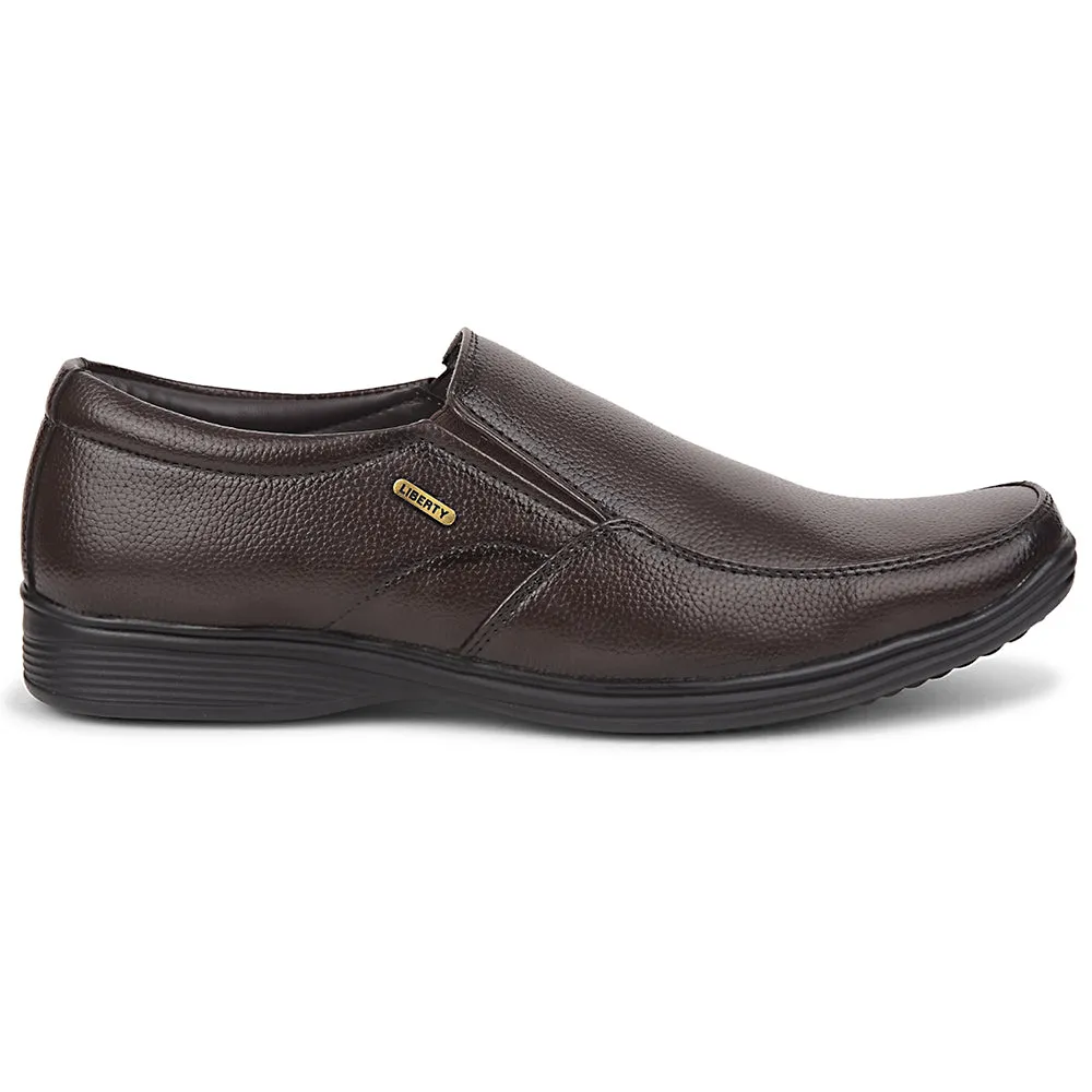 Fortune Brown Formal Non Lacing Moccasin Shoes For Men R573-06 By Liberty