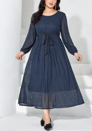Graceful Elegance Solid Lace Plus Size Spring Dress