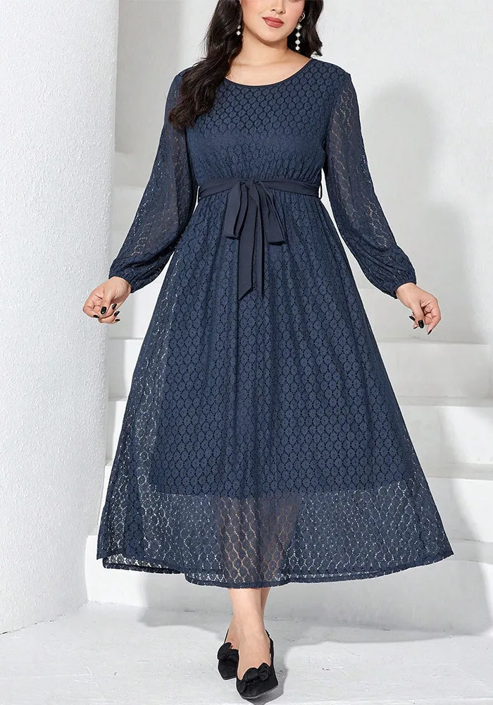 Graceful Elegance Solid Lace Plus Size Spring Dress