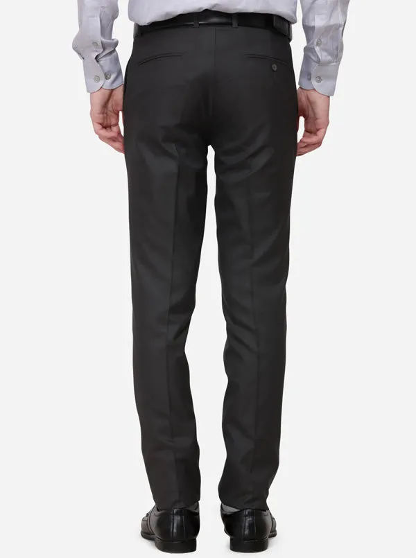 Grey Solid Slim Fit Formal Trouser | Greenfibre