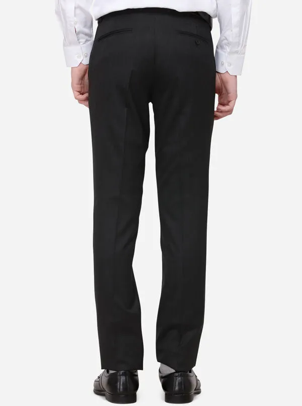 Grey Solid Slim Fit Formal Trouser | Metal