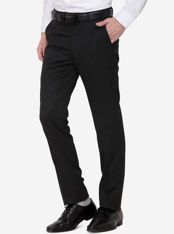 Grey Solid Slim Fit Formal Trouser | Metal
