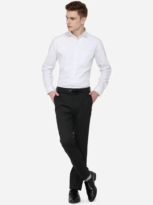 Grey Solid Slim Fit Formal Trouser | Metal