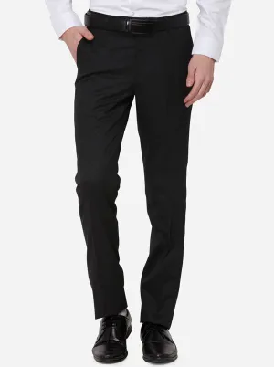 Grey Solid Slim Fit Formal Trouser | Metal
