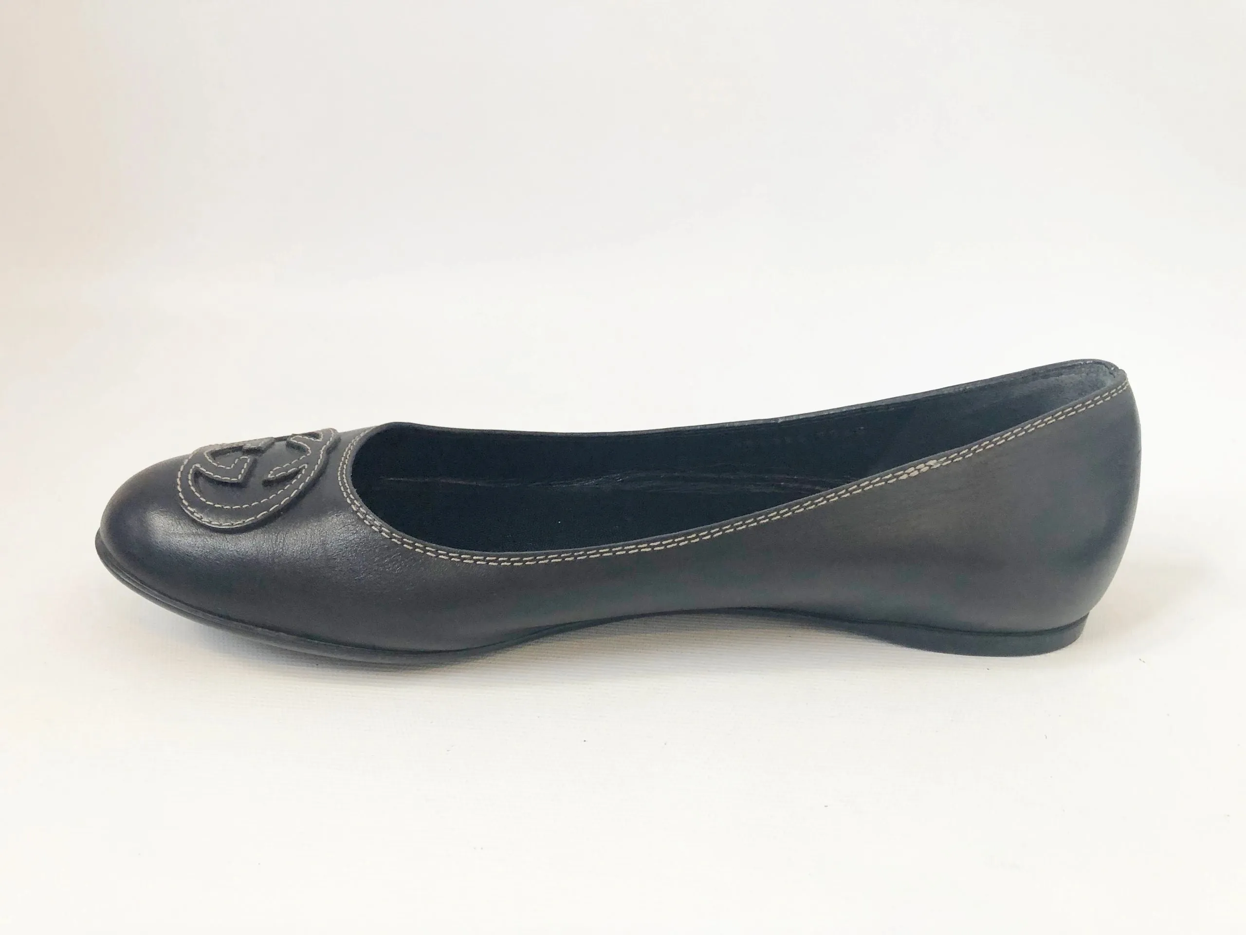 Gucci Gg Leather Ballet Flat Size 39.5 It (9.5 Us)