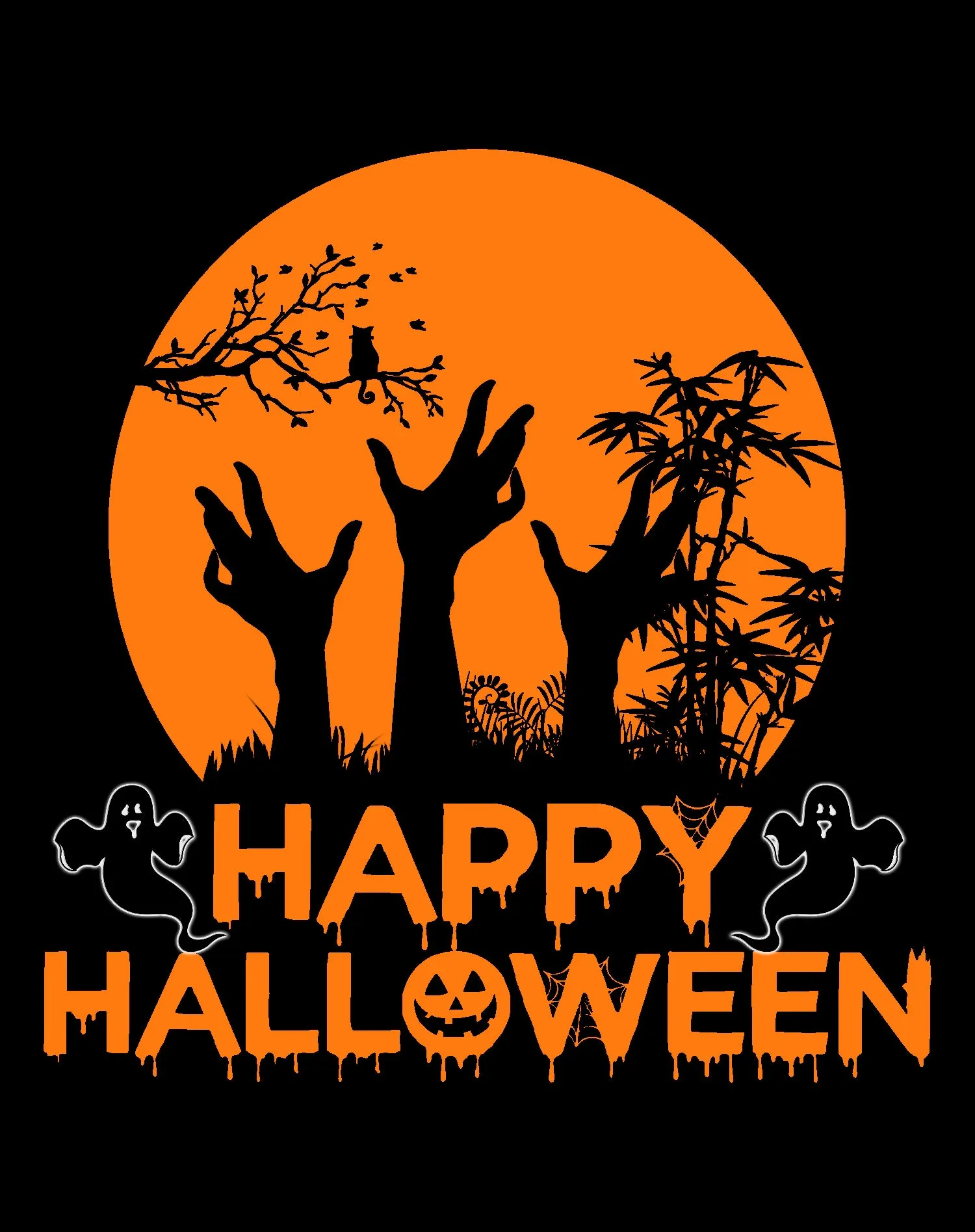 Halloween Cute Happy Pumpkin Ghost Meme Zombie Cat Official Youth T-shirt
