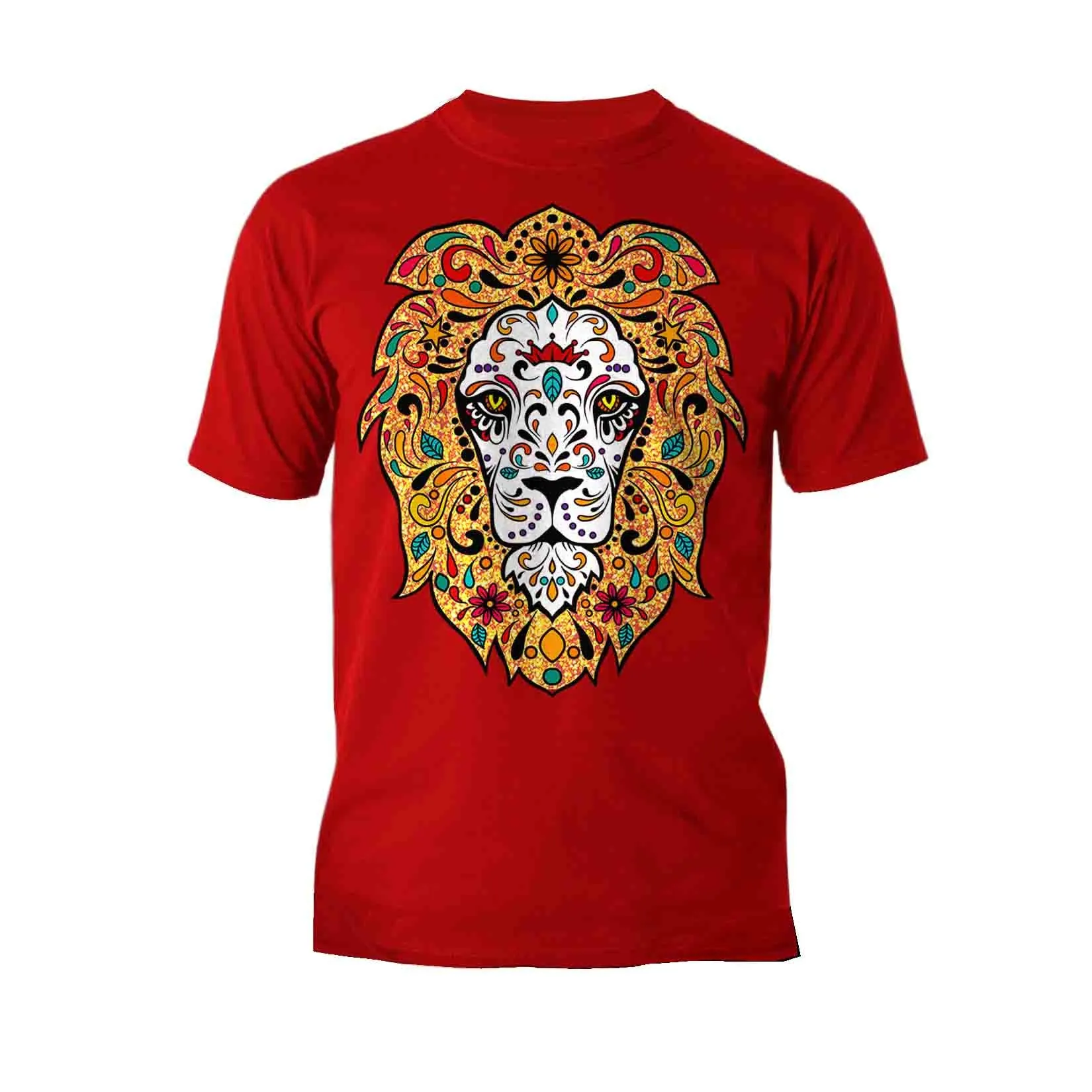 Halloween Day Of The Dead Calavera Lion Sugar Skull Official Men's T-shirt