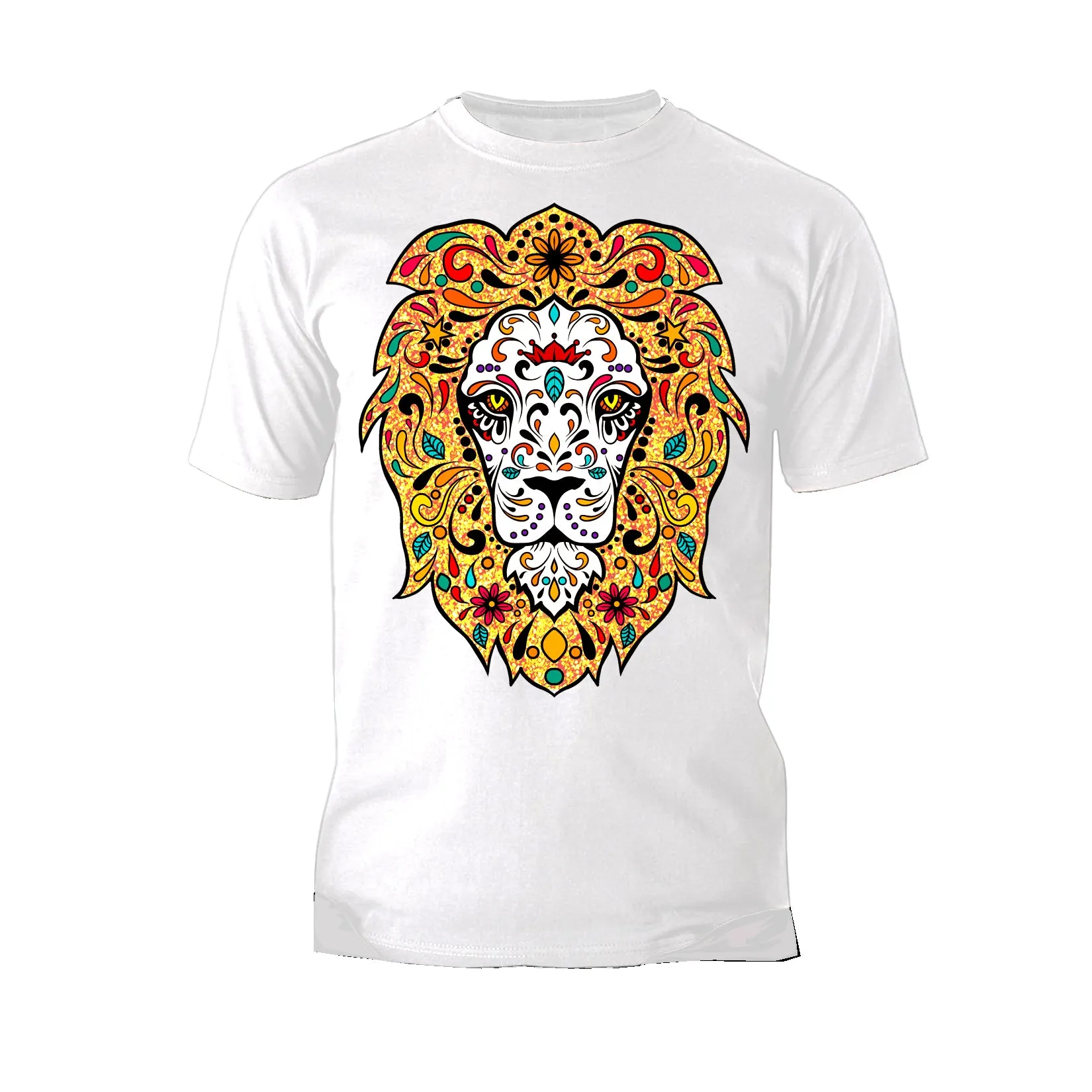 Halloween Day Of The Dead Calavera Lion Sugar Skull Official Men's T-shirt
