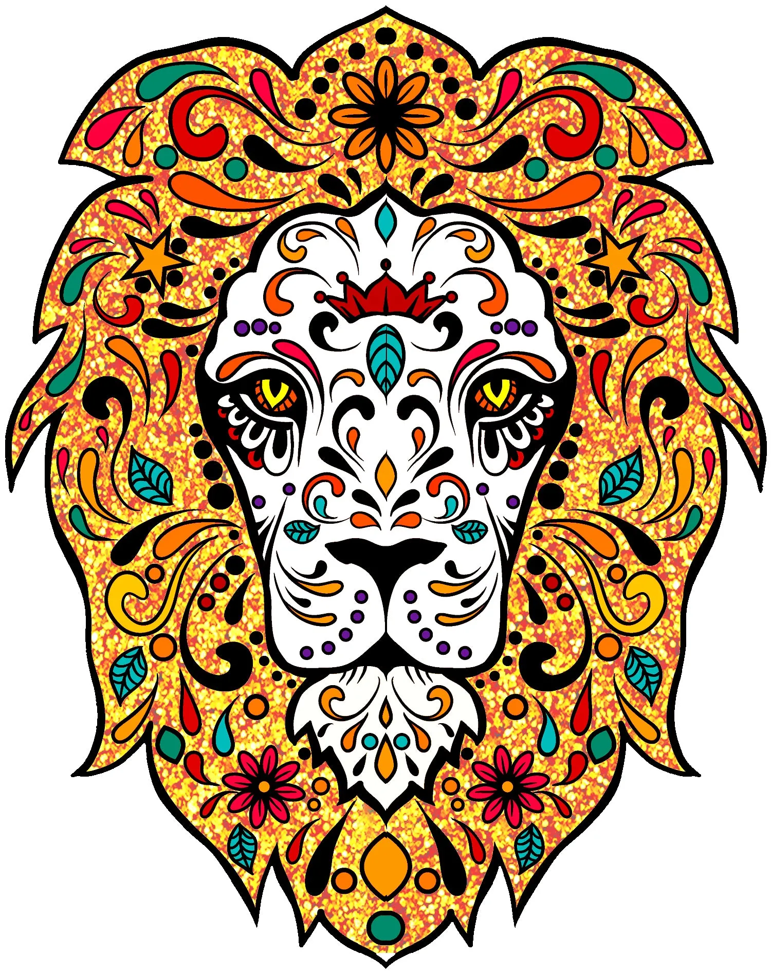 Halloween Day Of The Dead Calavera Lion Sugar Skull Official Men's T-shirt