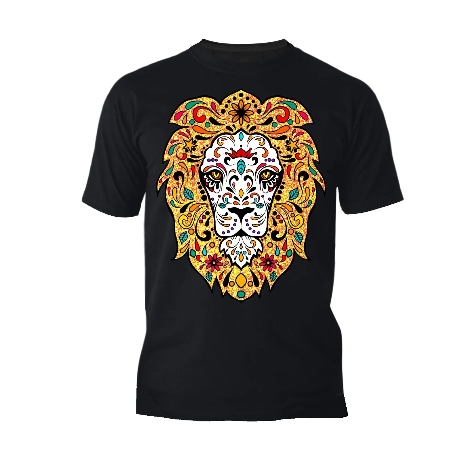 Halloween Day Of The Dead Calavera Lion Sugar Skull Official Men's T-shirt