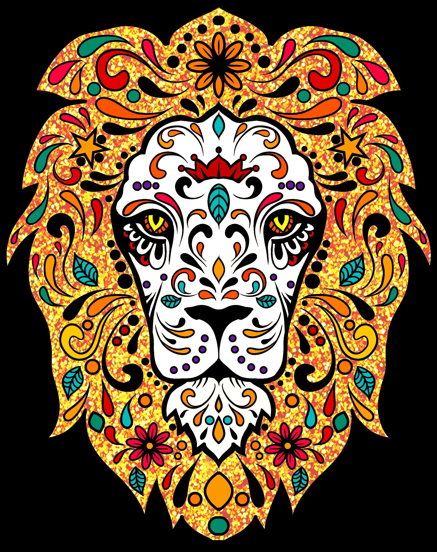 Halloween Day Of The Dead Calavera Lion Sugar Skull Official Men's T-shirt