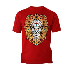 Halloween Day Of The Dead Calavera Lion Sugar Skull Official Men's T-shirt