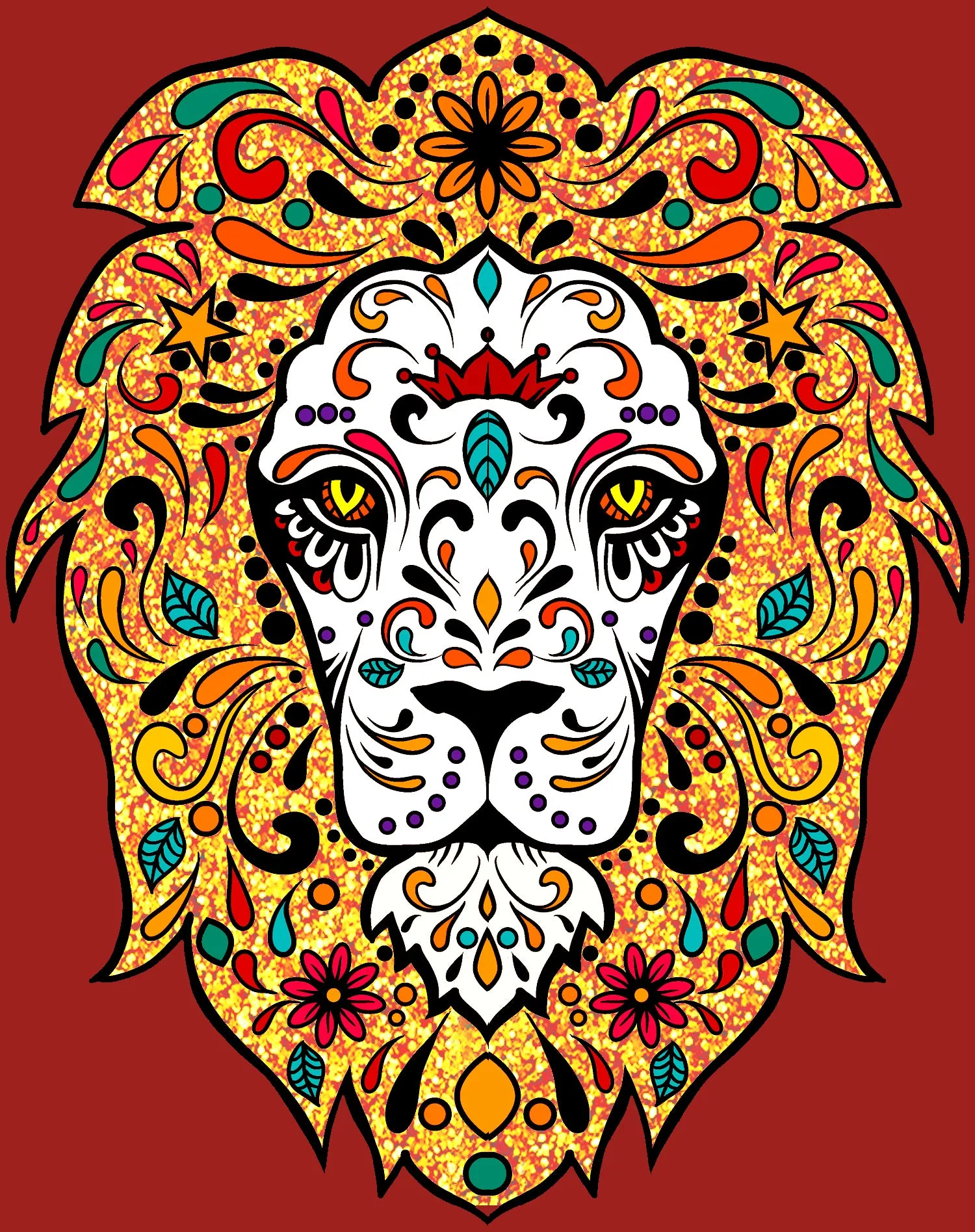 Halloween Day Of The Dead Calavera Lion Sugar Skull Official Men's T-shirt