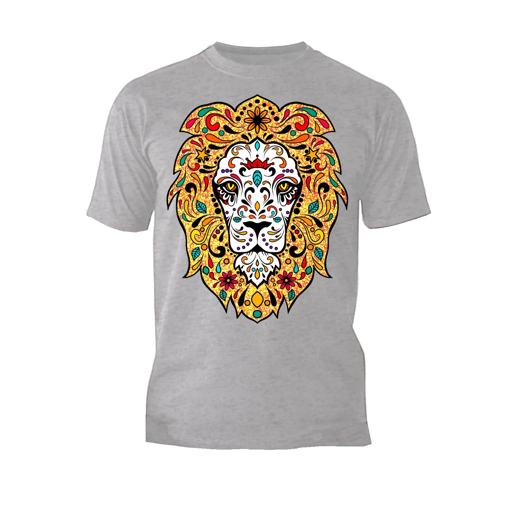 Halloween Day Of The Dead Calavera Lion Sugar Skull Official Men's T-shirt