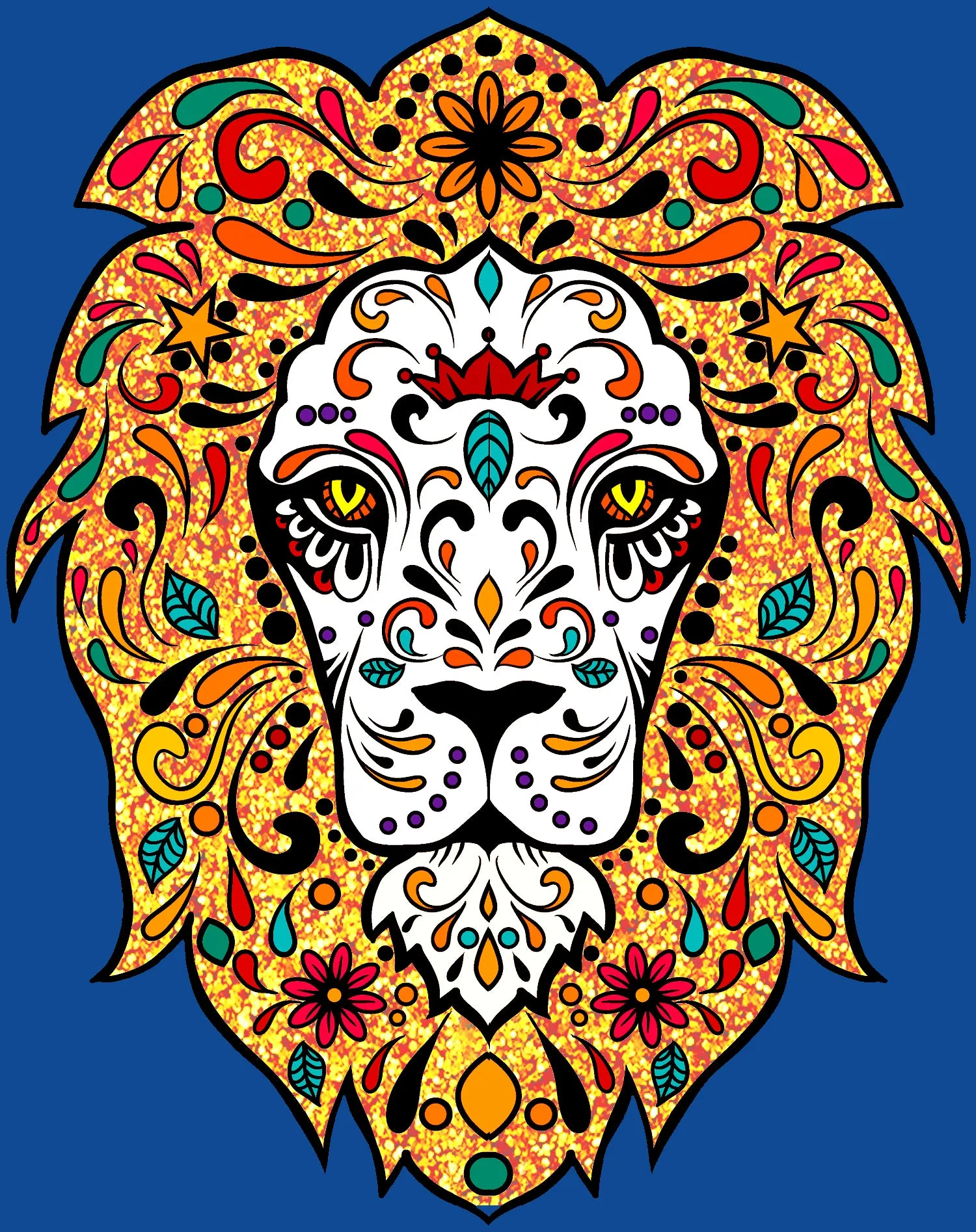 Halloween Day Of The Dead Calavera Lion Sugar Skull Official Men's T-shirt