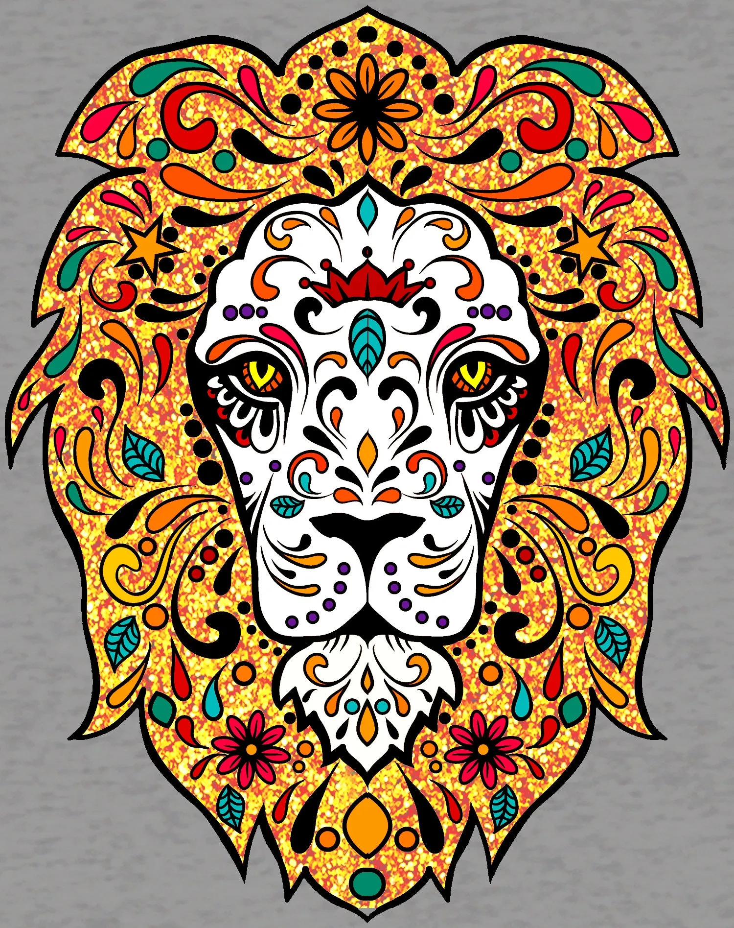 Halloween Day Of The Dead Calavera Lion Sugar Skull Official Men's T-shirt