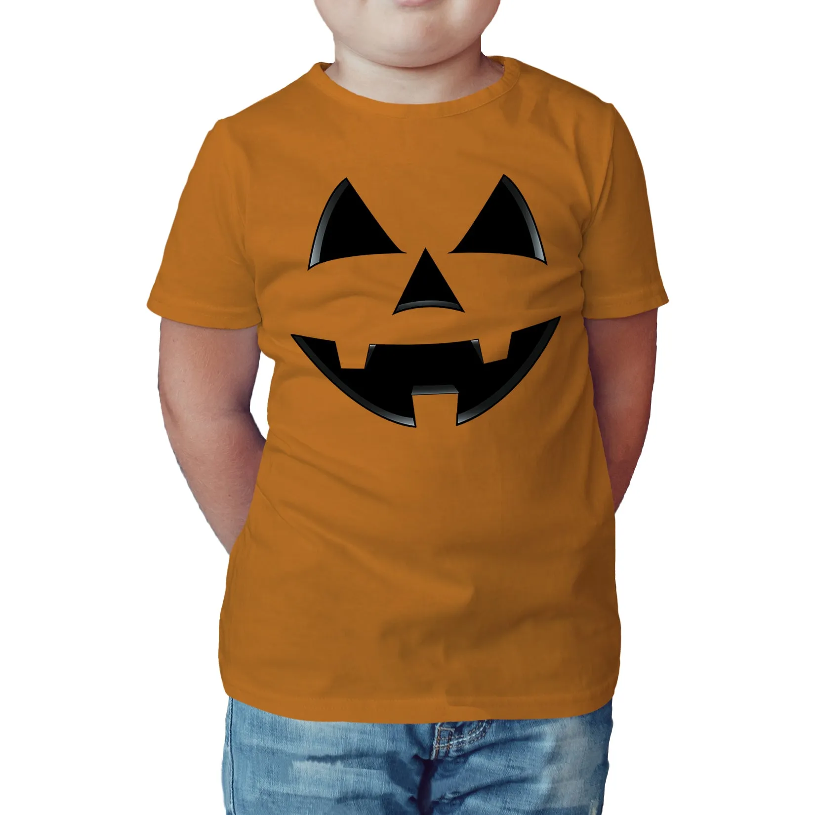 Halloween Hipster Pumpkin Face Official Kid's T-shirt (Orange)