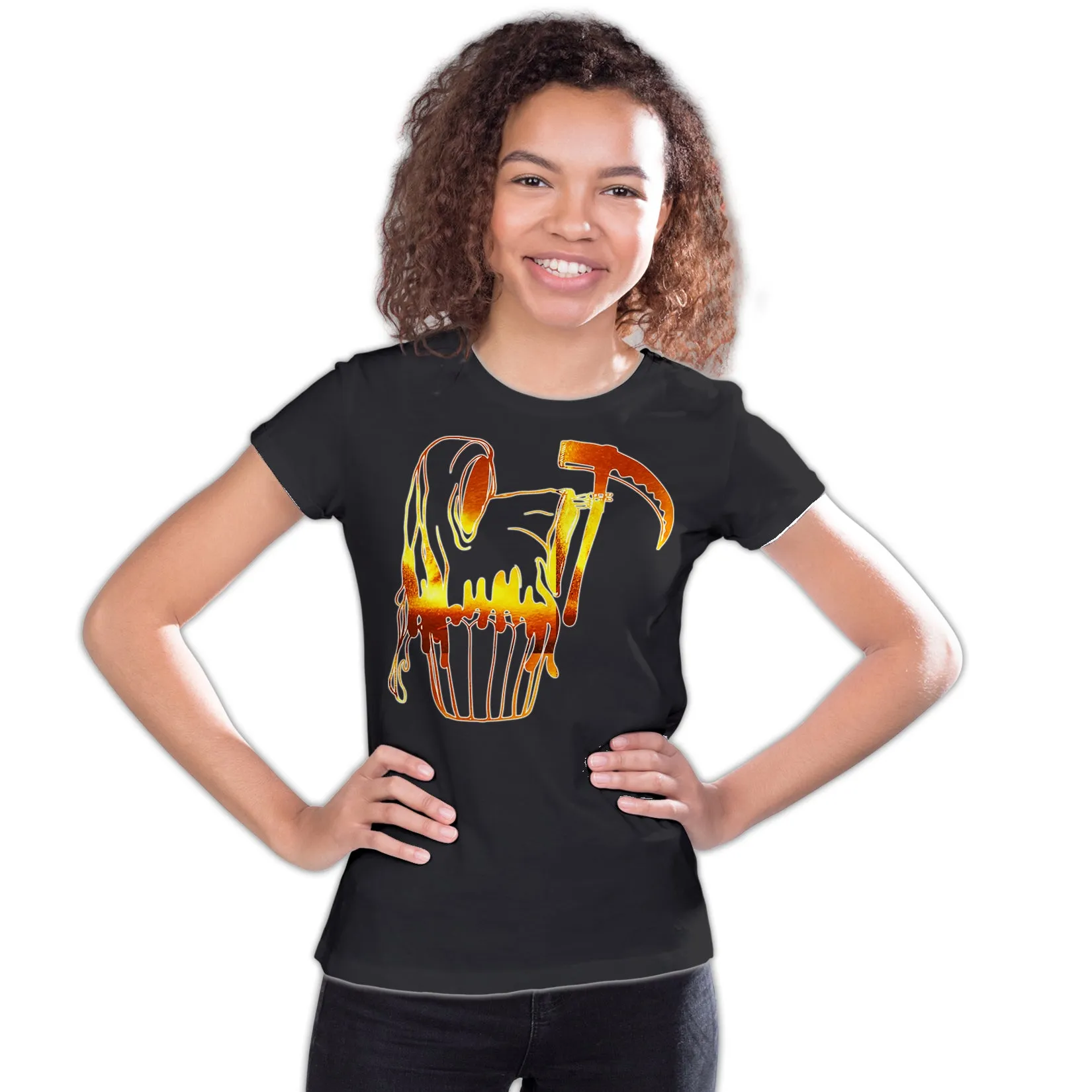 Halloween Horror Cupcake Grim Reaper Graffiti Stencil Art Official Youth T-shirt