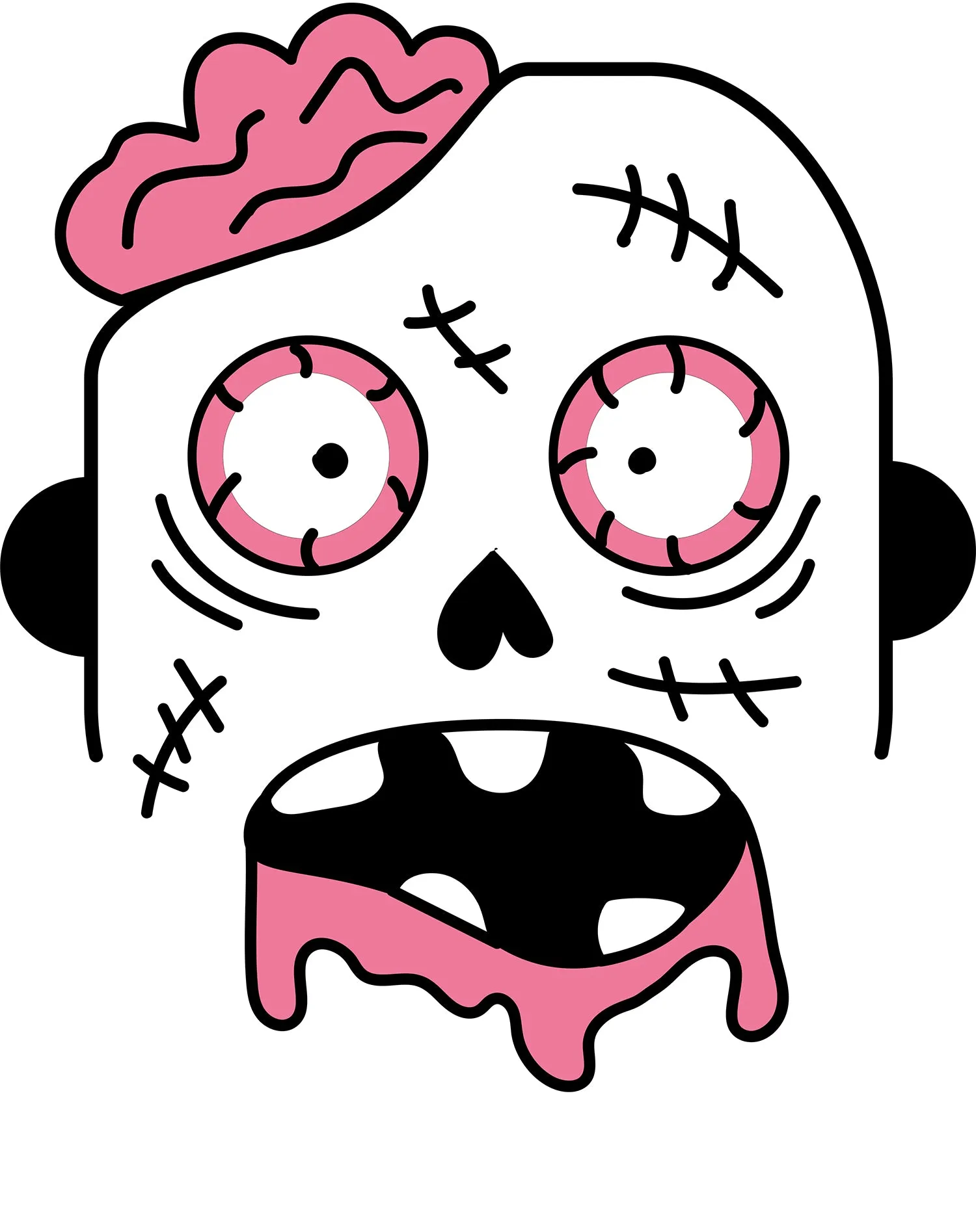 Halloween Horror Cute Zombie Brains Urban Stencil Art Scary Youth T-shirt