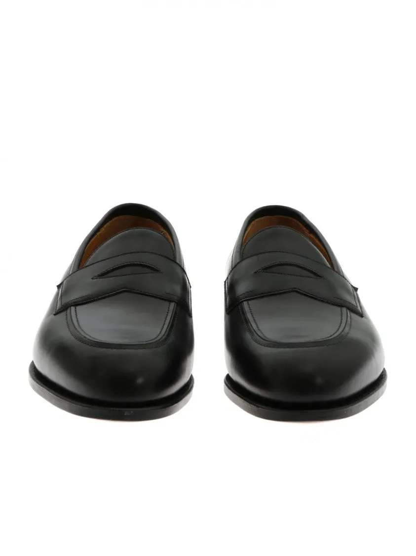 Hand-Stitched Black Leather College Loafer