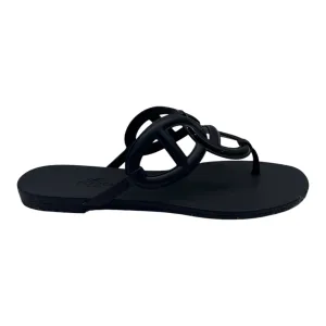 Hermes Black Rubber Egerie Thong Flats EU 38