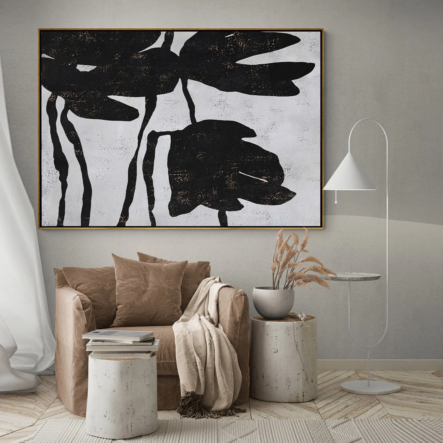 Horizontal Abstract Flower Painting H131H