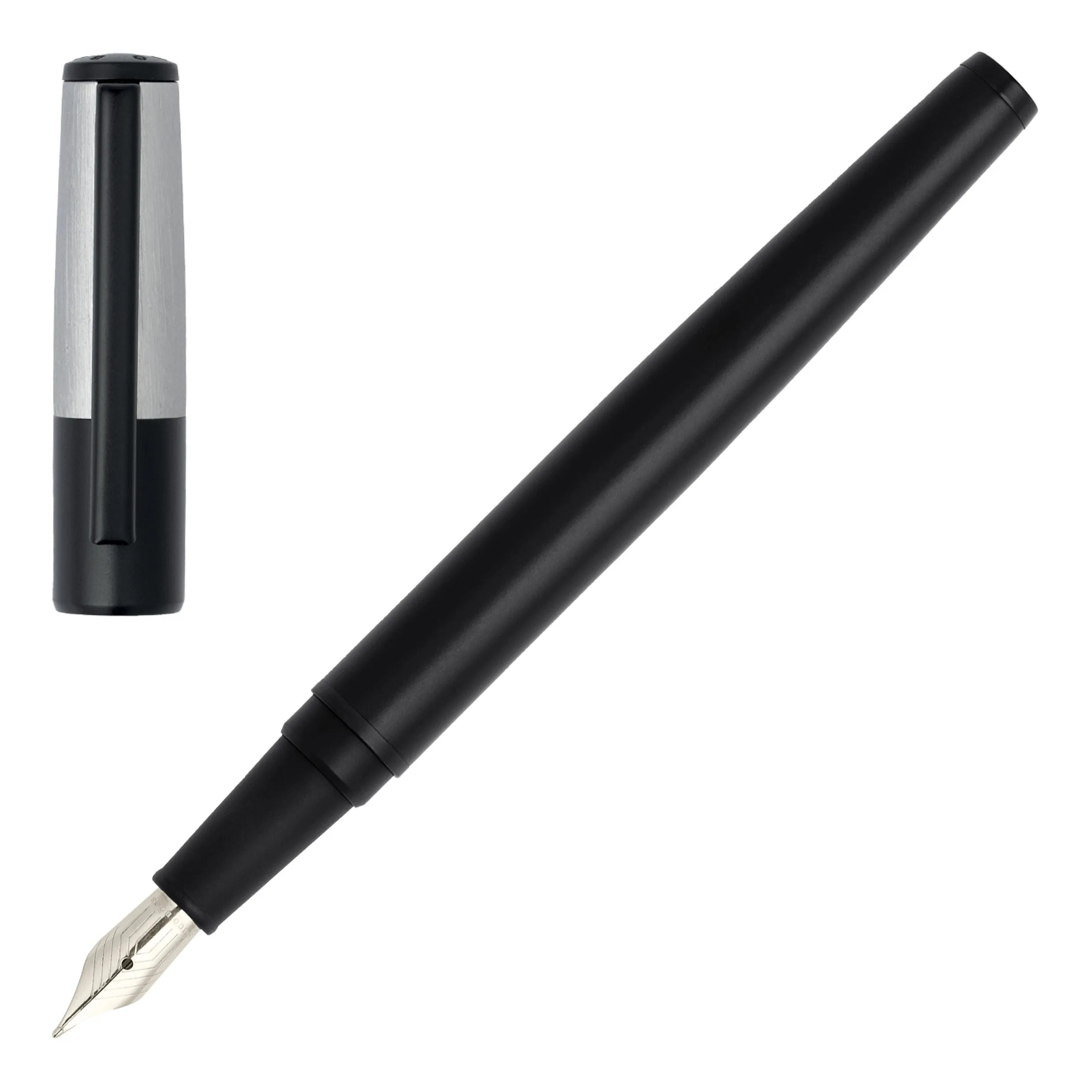HUGO BOSS HPPR189B-Set Gear Minimal Black & Chrome (rollerball pen & fountain pen)