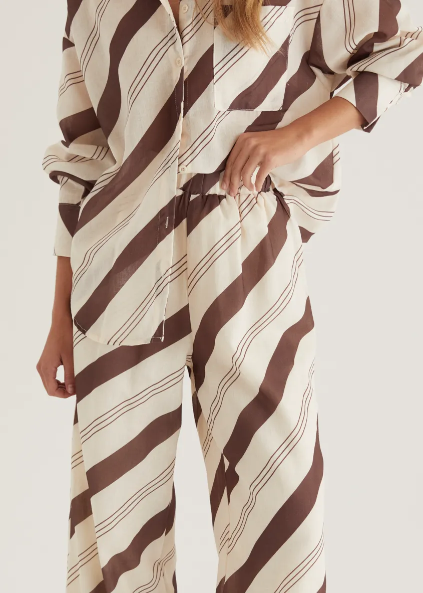 Jessa Shirt - Choc Stripe