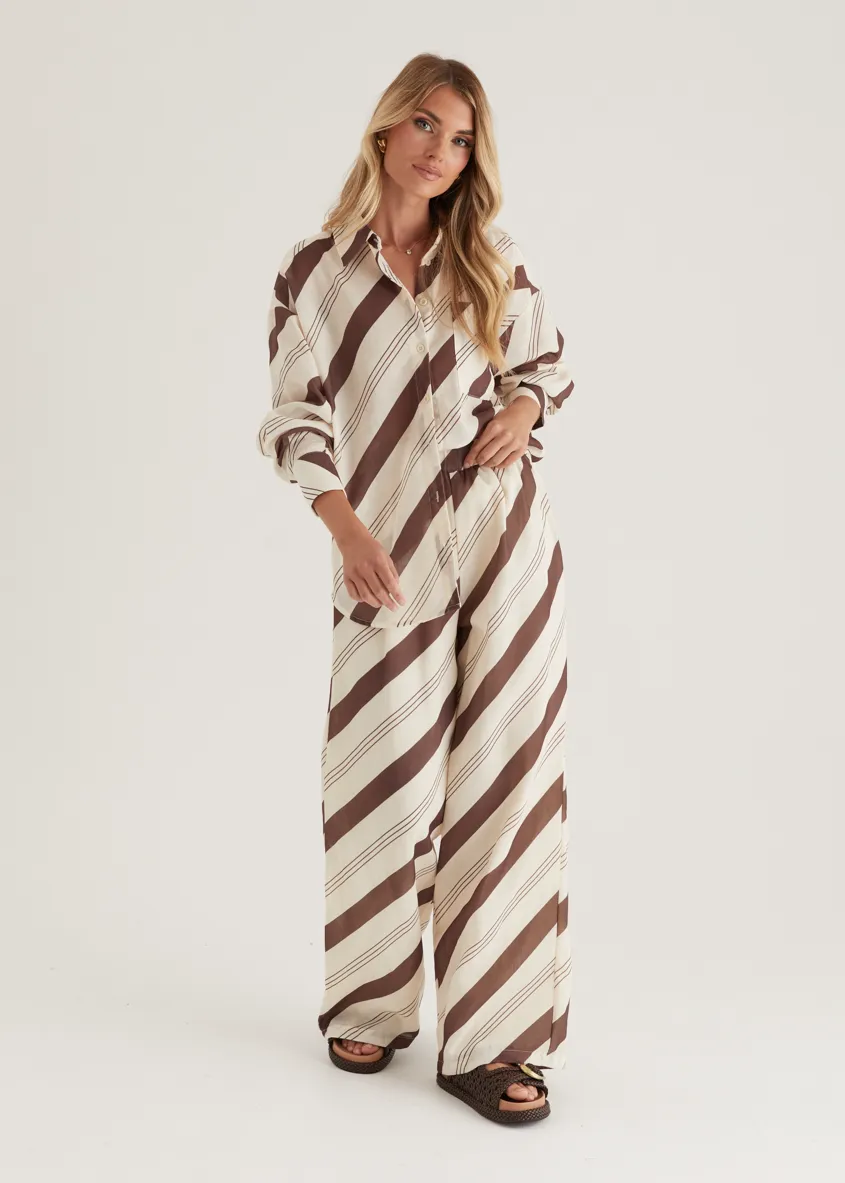 Jessa Shirt - Choc Stripe