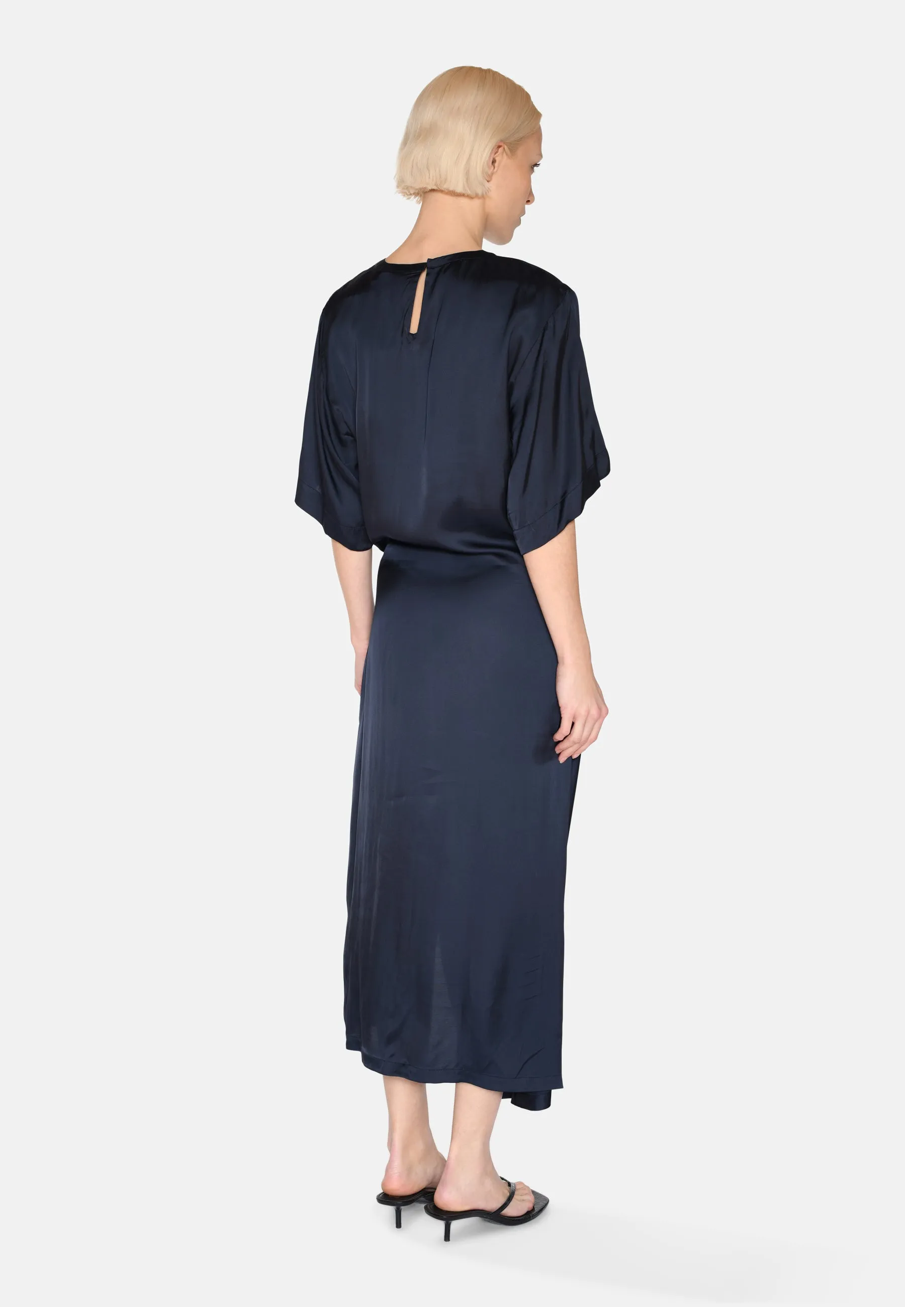 Josie satin midi dress 4165 - Sky Captain