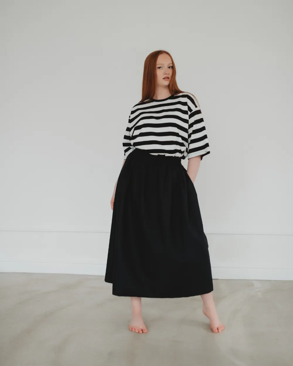 Joyce Black Midi Skirt