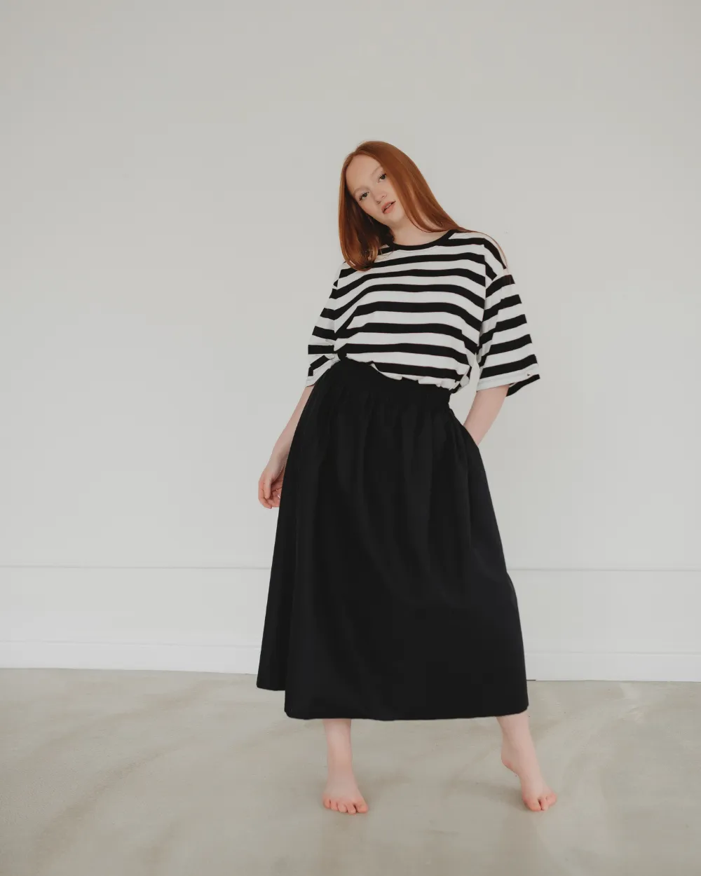 Joyce Black Midi Skirt