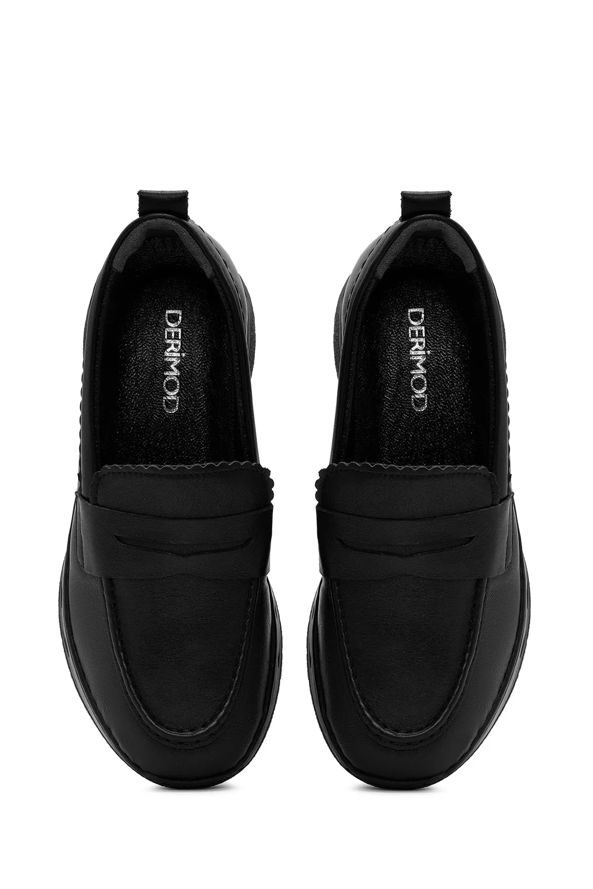 Kadın Siyah Deri Comfort Loafer