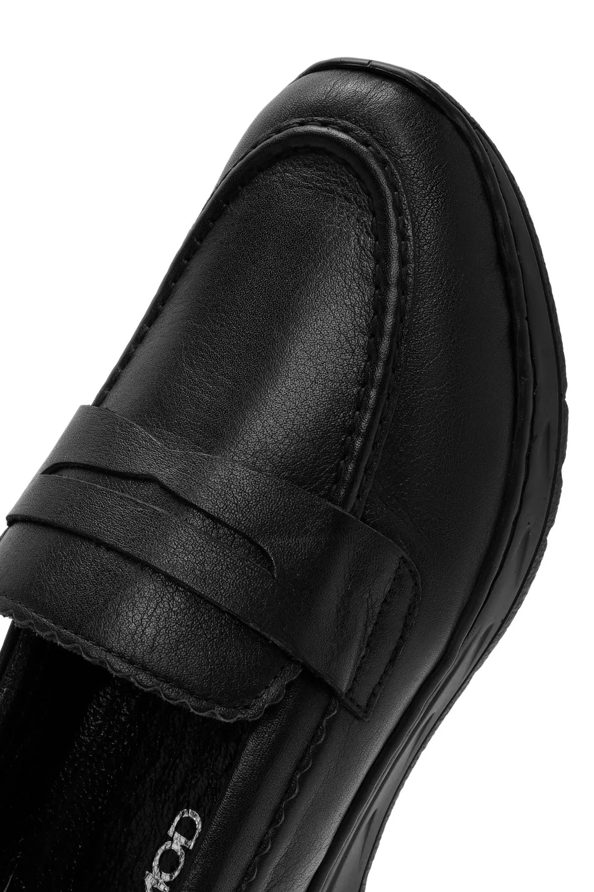 Kadın Siyah Deri Comfort Loafer