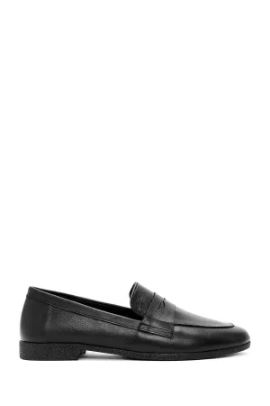 Kadın Siyah Deri Klasik Loafer