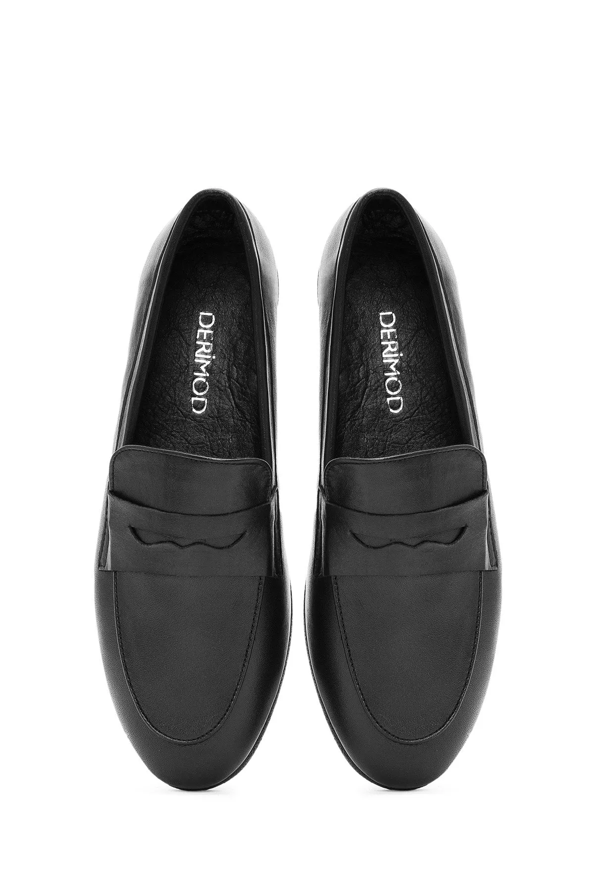 Kadın Siyah Deri Klasik Loafer