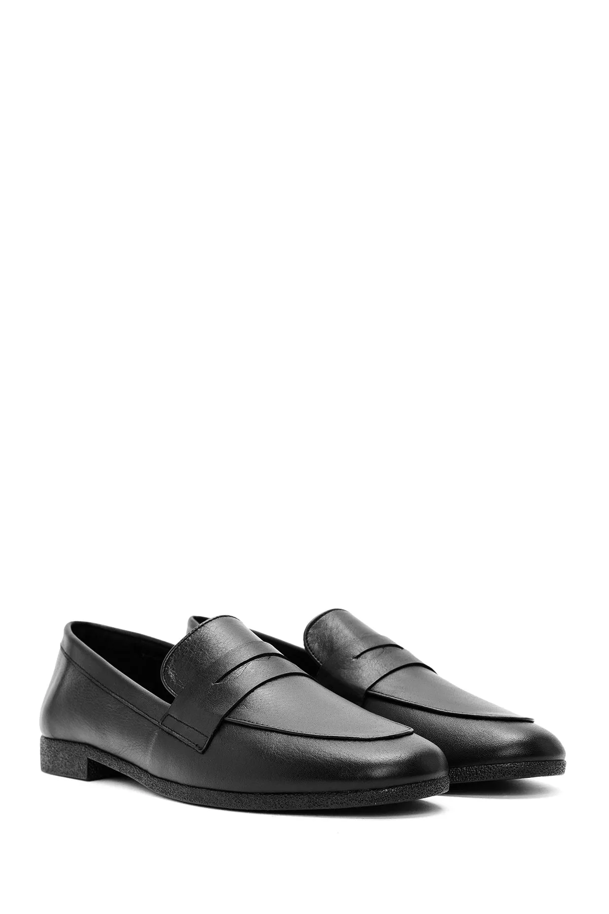Kadın Siyah Deri Klasik Loafer