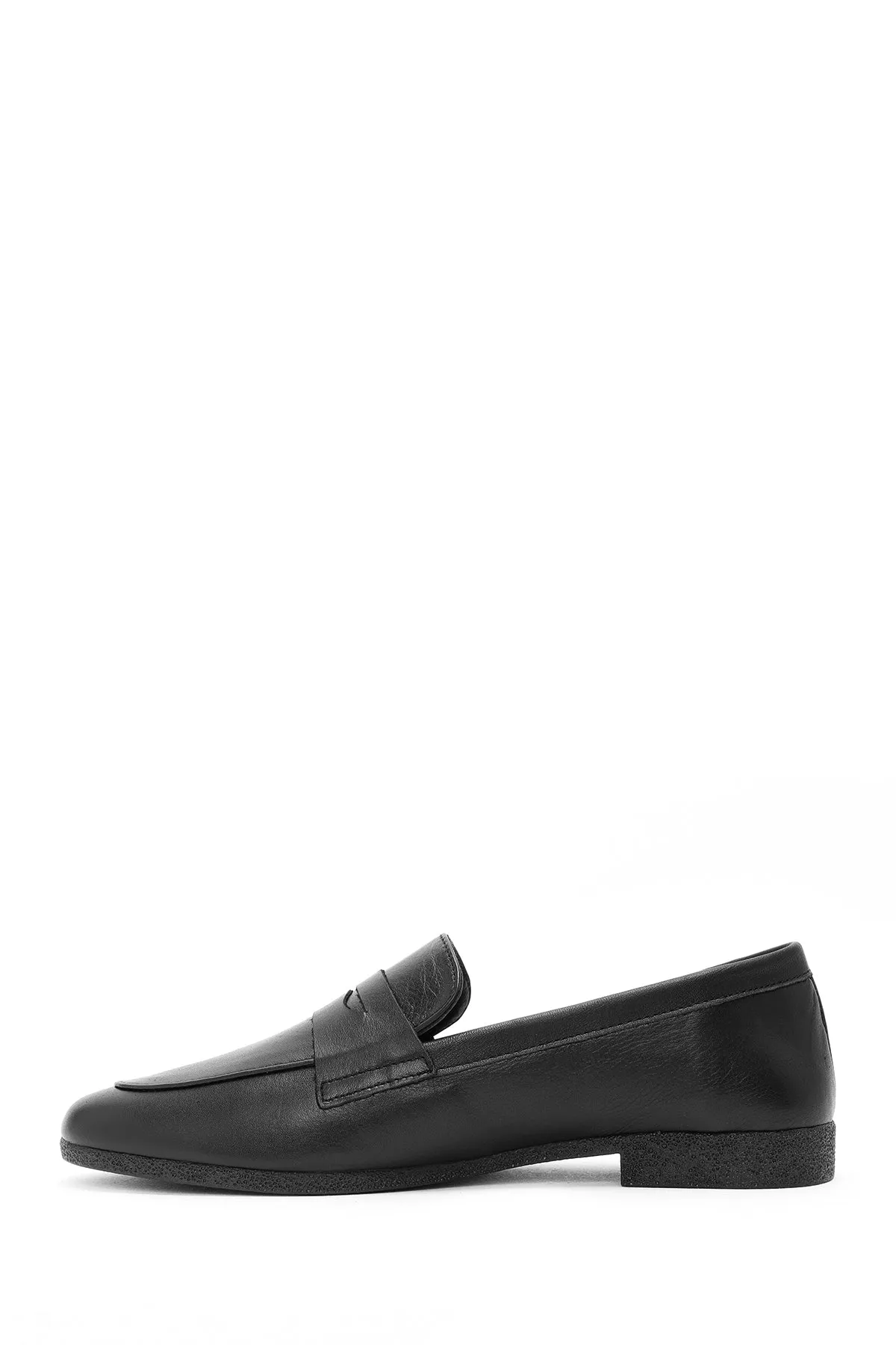 Kadın Siyah Deri Klasik Loafer