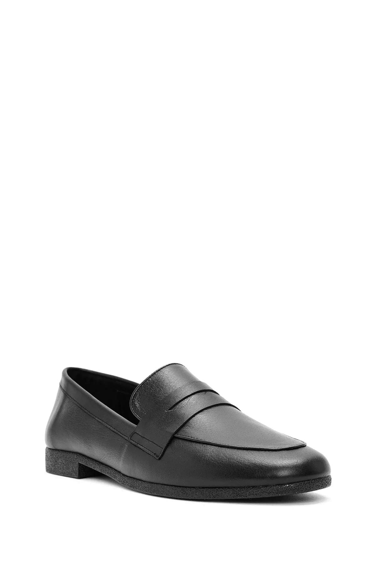 Kadın Siyah Deri Klasik Loafer