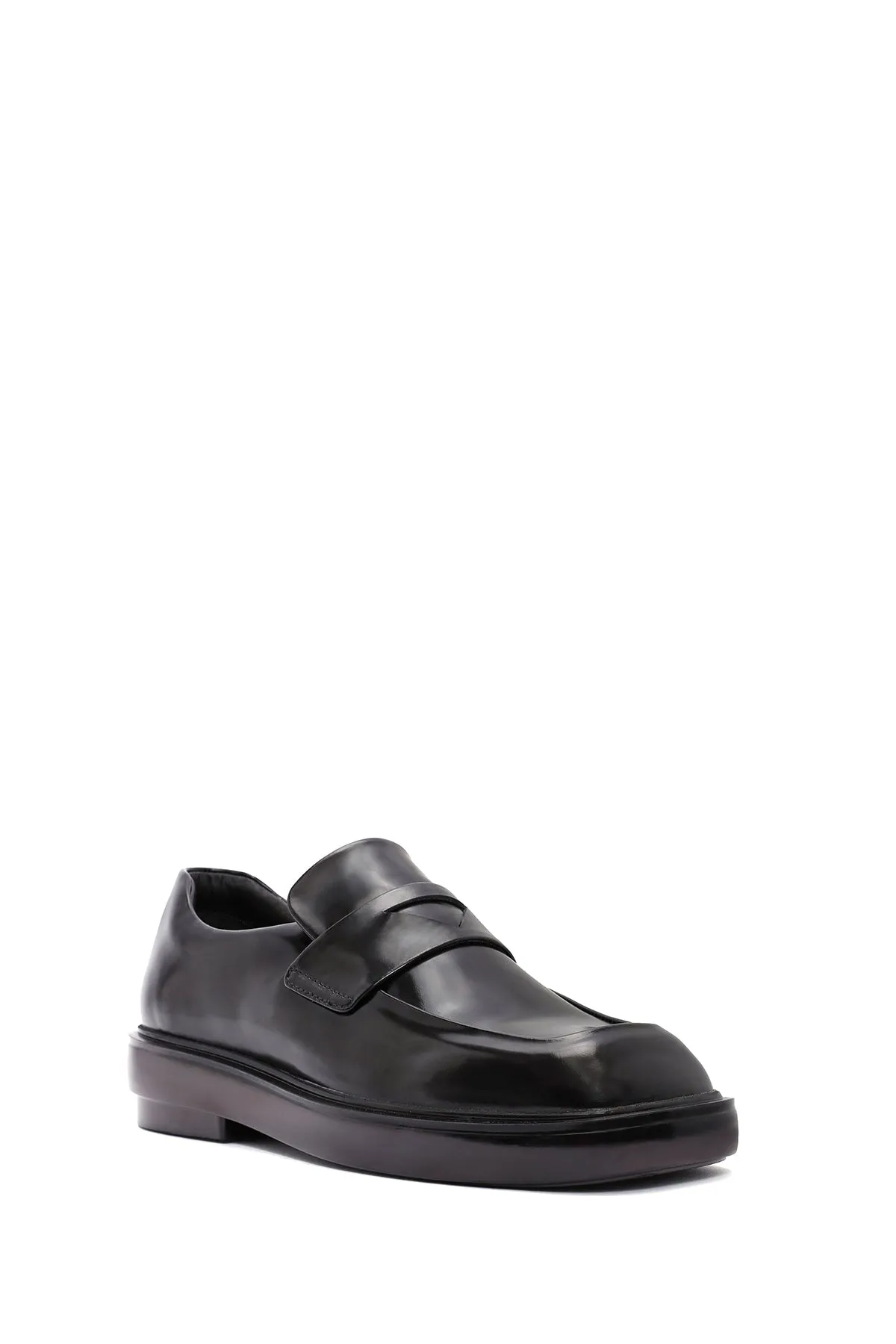 Kadın Siyah Deri Maskülen Loafer
