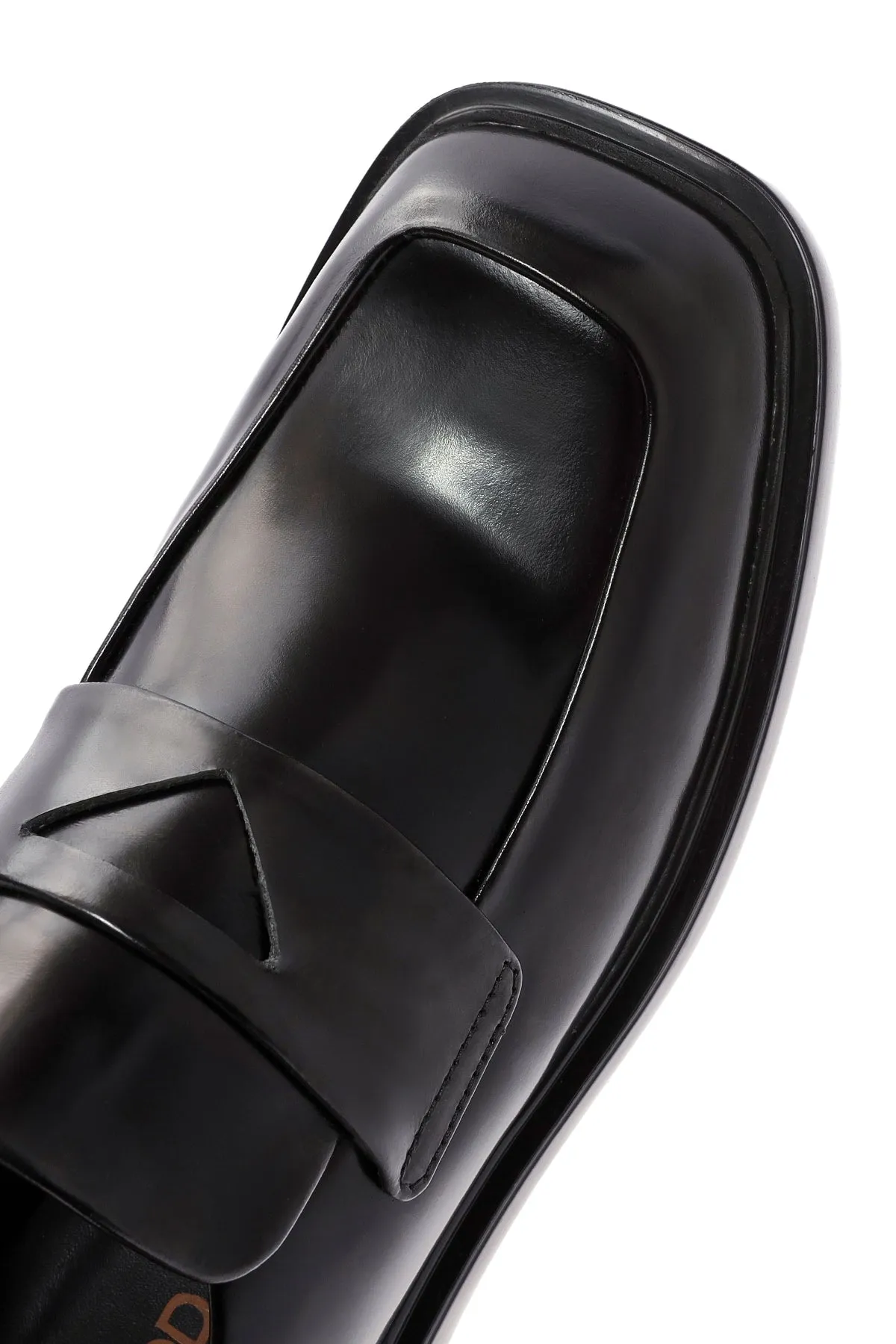 Kadın Siyah Deri Maskülen Loafer