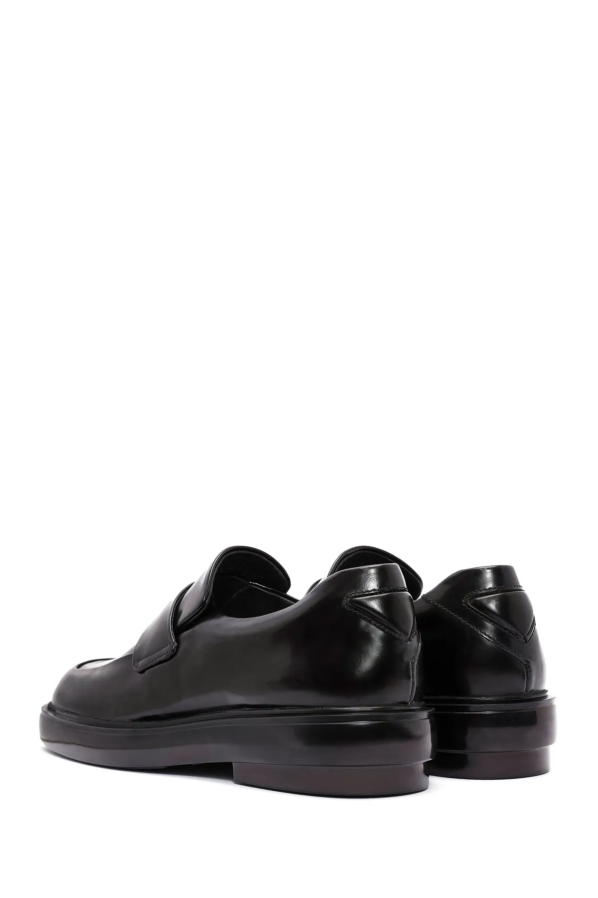 Kadın Siyah Deri Maskülen Loafer