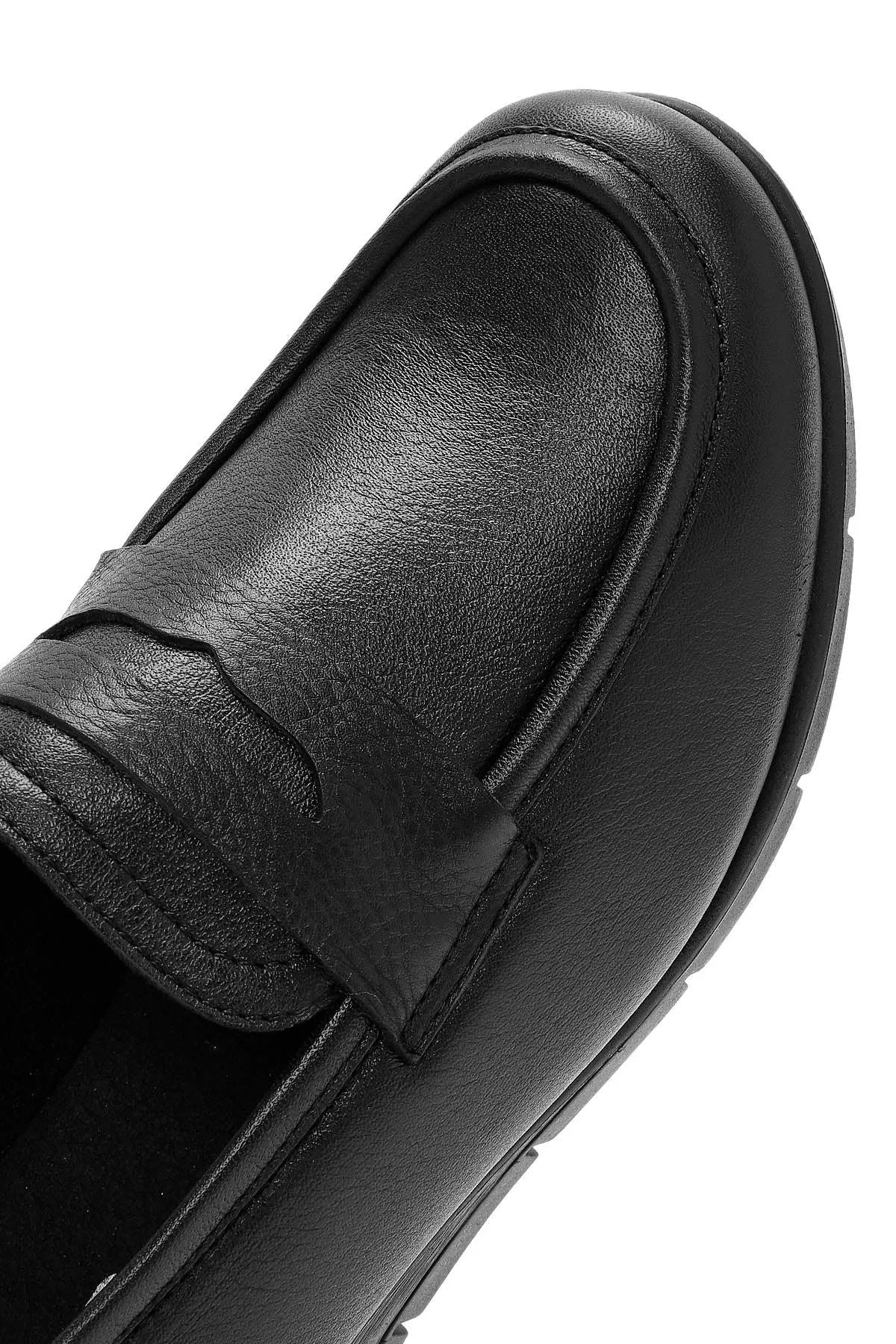 Kadın Siyah Dolgu Topuklu Deri Comfort Loafer