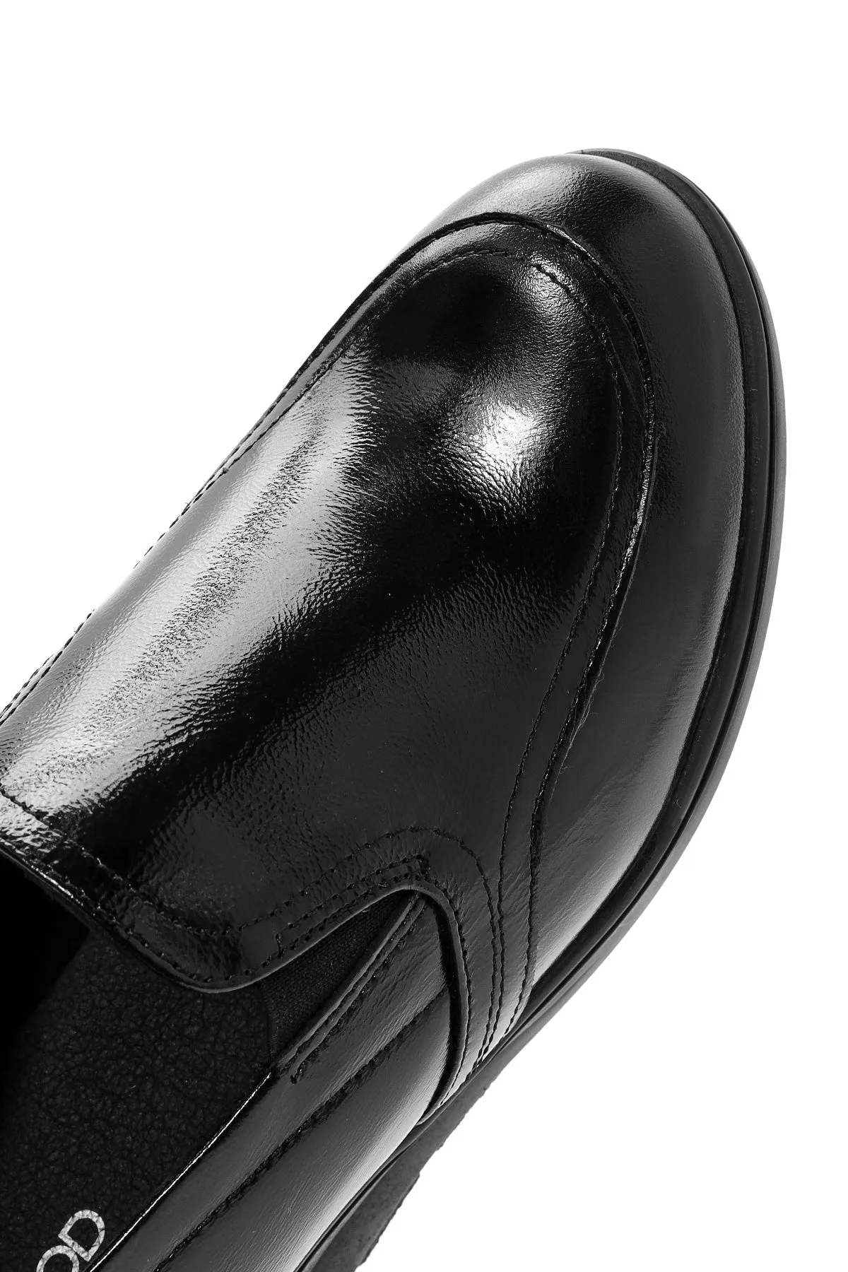 Kadın Siyah Dolgu Topuklu Rugan Deri Comfort Loafer