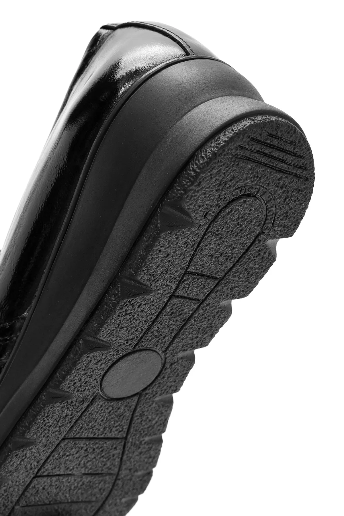 Kadın Siyah Dolgu Topuklu Rugan Deri Comfort Loafer