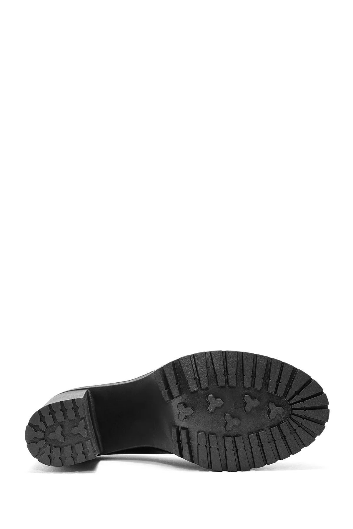 Kadın Siyah Kalın Topuklu Rugan Maskülen Loafer