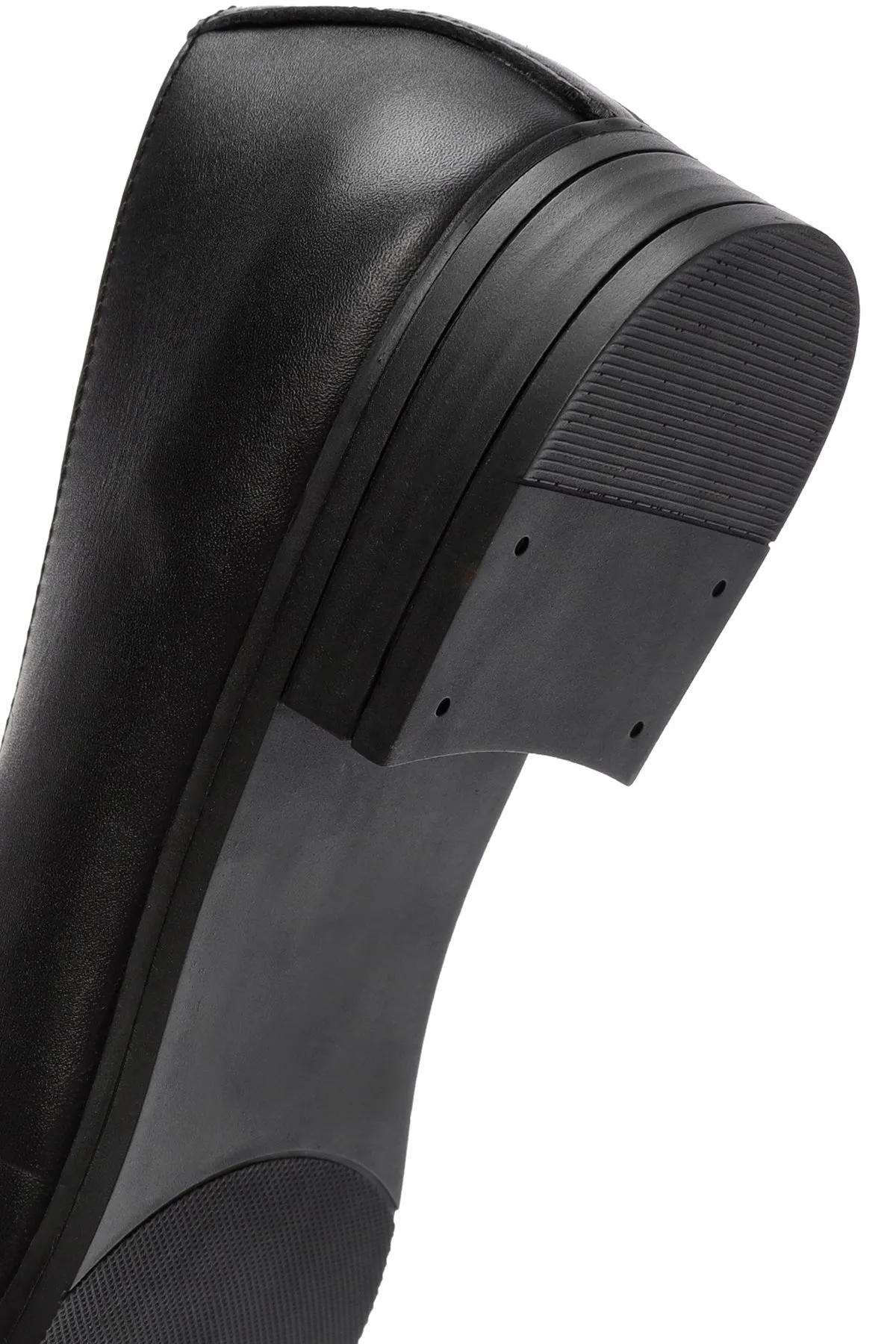 Kadın Siyah Toka Detaylı Deri Maskülen Loafer