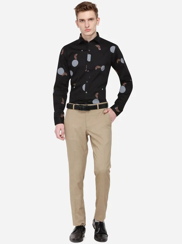 Khaki Solid Super Slim Fit Formal Trouser | Greenfibre