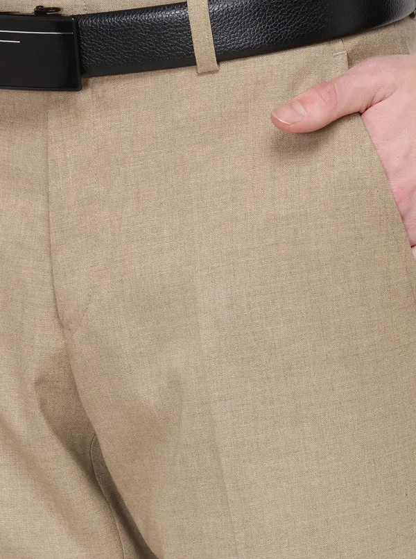 Khaki Solid Super Slim Fit Formal Trouser | Greenfibre