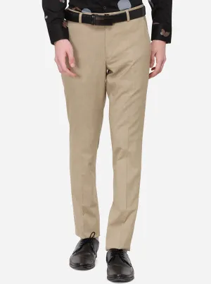 Khaki Solid Super Slim Fit Formal Trouser | Greenfibre